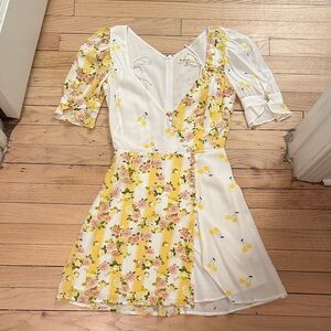 For Love And Lemons Yellow Floral Mini Dress